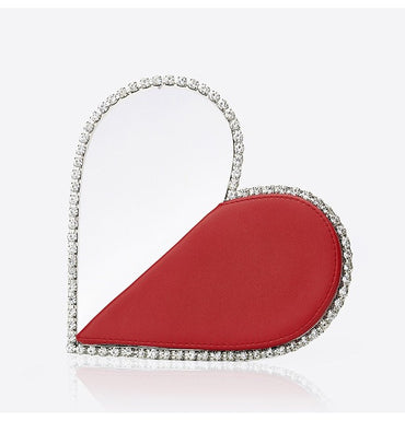 Red Heart Diamond Evening Clutch - White Diamonds Red L22.5 x W5 x H12cm - Luxury bags by WAAMII
