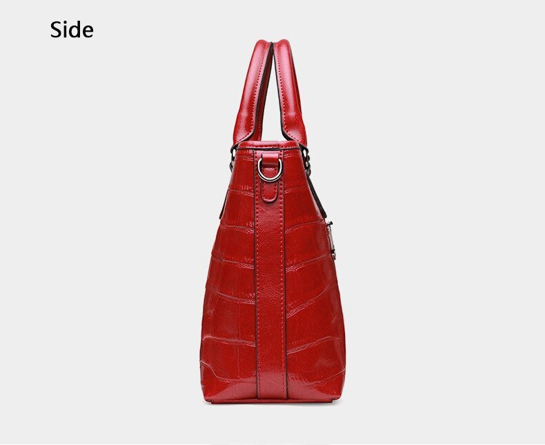 Red/Black/Brown Croco Genuine Leather Satchel Handbag With Braided Tassels bags WAAMII   