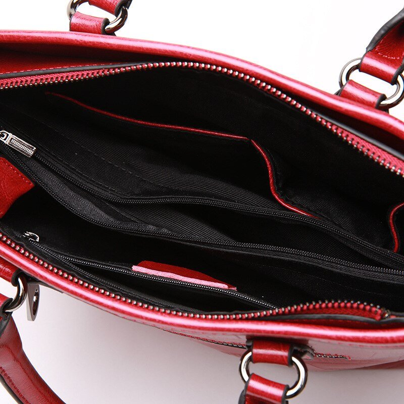 Red/Black/Brown Croco Genuine Leather Satchel Handbag With Braided Tassels bags WAAMII   