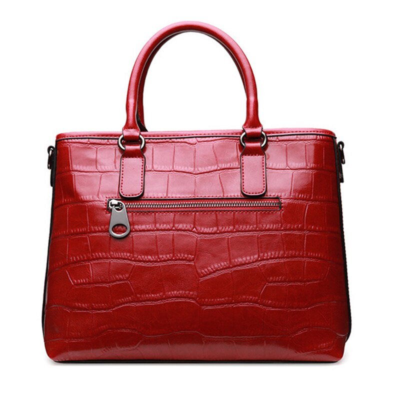 Red/Black/Brown Croco Genuine Leather Satchel Handbag With Braided Tassels bags WAAMII   