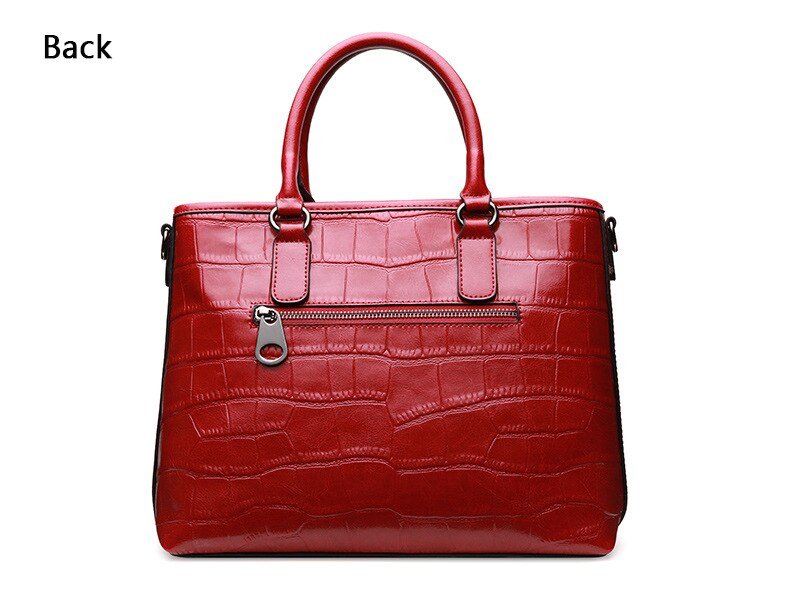 Red/Black/Brown Croco Genuine Leather Satchel Handbag With Braided Tassels bags WAAMII   