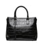 Red/Black/Brown Croco Genuine Leather Satchel Handbag With Braided Tassels bags WAAMII Black  