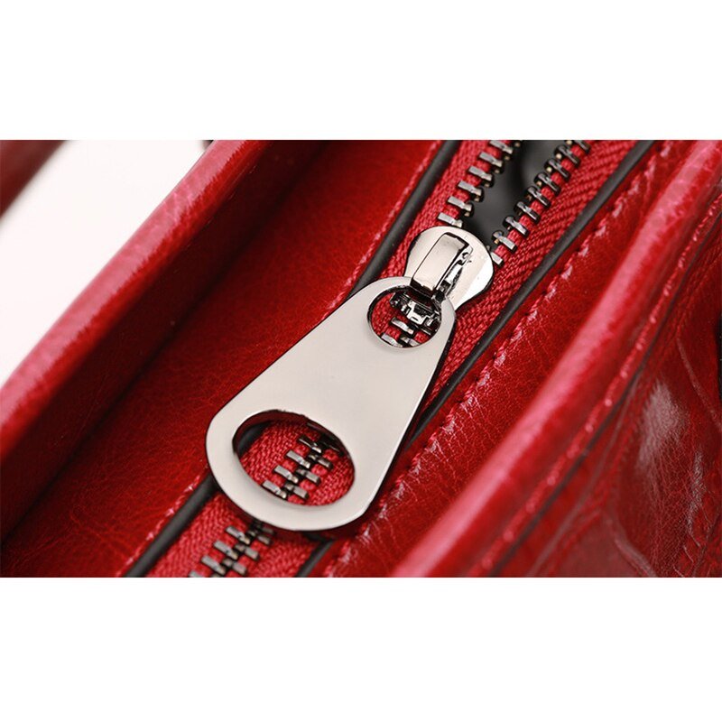 Red/Black/Brown Croco Genuine Leather Satchel Handbag With Braided Tassels bags WAAMII   