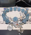 S925 Sterling Silver Austrian Crystal Genuine Aquamarine Bracelet Jewelry WAAMII   