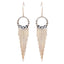 S925 Sterling Silver Post Gold-tone Bohemia Hoop Crystal Tassel Dangle Earrings Jewelry WAAMII   