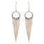 S925 Sterling Silver Post Gold-tone Bohemia Hoop Crystal Tassel Dangle Earrings