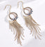 S925 Sterling Silver Post Gold-tone Bohemia Hoop Crystal Tassel Dangle Earrings Jewelry WAAMII   