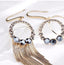S925 Sterling Silver Post Gold-tone Bohemia Hoop Crystal Tassel Dangle Earrings - - Luxury Jewelry by WAAMII