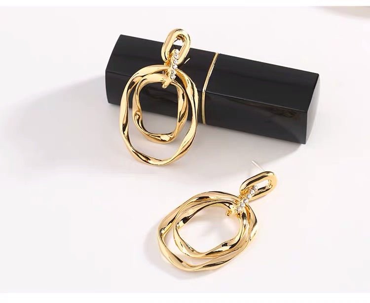 S925 Sterling Silver Post Gold-tone Circle Earrings Jewelry WAAMII   