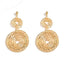 S925 Sterling Silver Post Gold-Tone Double Circle Dangle Earrings