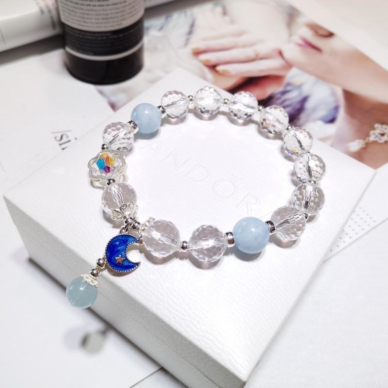 Vantj Natural Blue Ice Aquamarine Stone Beads Bracelet Women Men Crystal  Clear Round Beads Healing Stone Birthday Gift - Bracelets - AliExpress