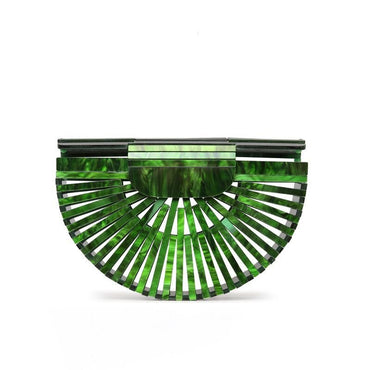 Semicircular Box Tortoise Shell Hollow Out Acrylic Clutch - - Luxury bags by WAAMII