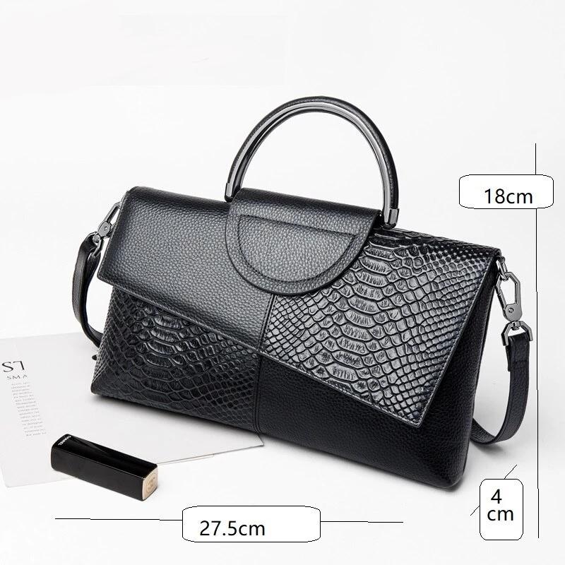 Serpentine Pattern Leather Top Handle Envelope Wrist Bag bags WAAMII   