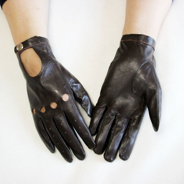 rivet handschuhe Sheepskin Leather Hollow Rivet Gloves Women's Leather Gloves – WAAMII