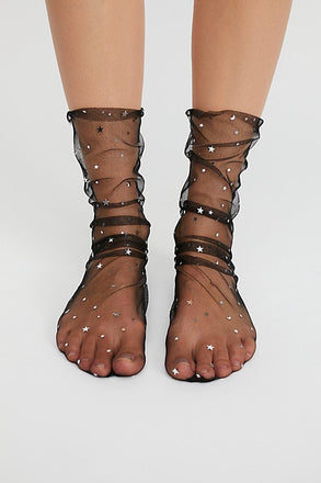 Shiny Glitter Star Ladies Sexy Fishnet Mesh Socks Summer Style - - Luxury Accessories by WAAMII