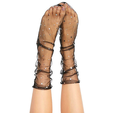 Shiny Glitter Star Ladies Sexy Fishnet Mesh Socks Summer Style - - Luxury Accessories by WAAMII