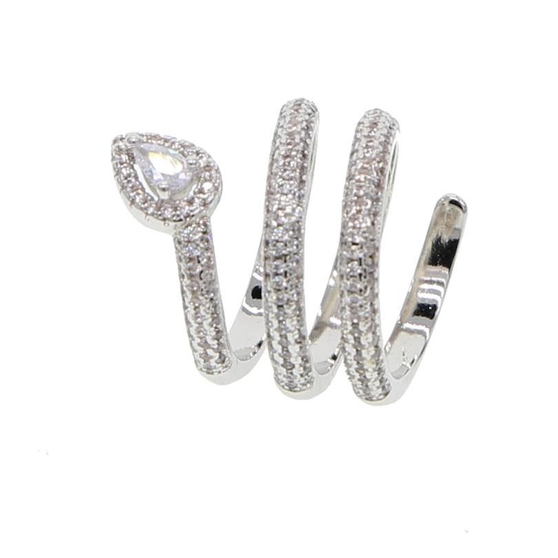 Silver Tone Cubic Zirconia Snake Ring Jewelry WAAMII   