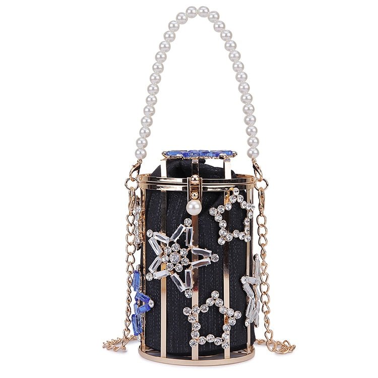 Flower Pearl Women's Handbag Fashion Designer Clutch Evening Bag Bead  Pearls Top Handle Bag Tote Busket Cage Shape Party Bag