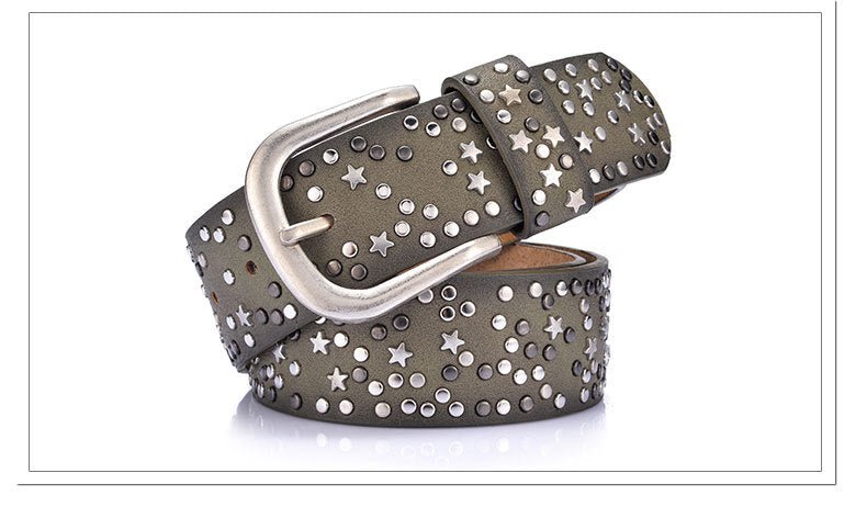 Star-Studded Leather Belts Designer Belts for Women Accessories WAAMII   