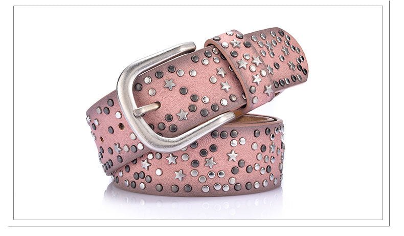 Star-Studded Leather Belts Designer Belts for Women Accessories WAAMII   