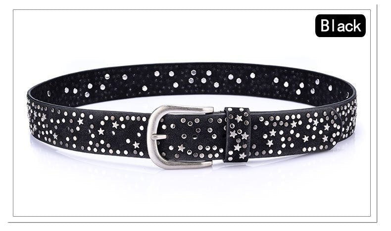 White Diamond Embossed Studded Belt 32 / White / Leather