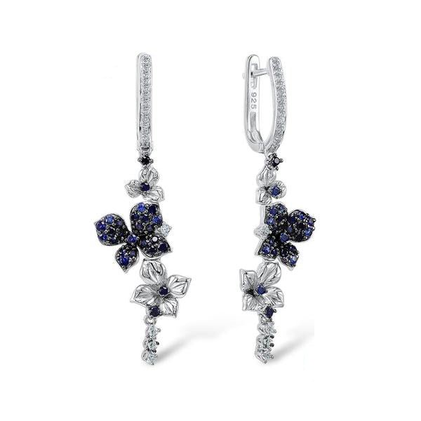 Stone Flower Drop Earrings in 925 Sterling Silver Jewelry WAAMII   