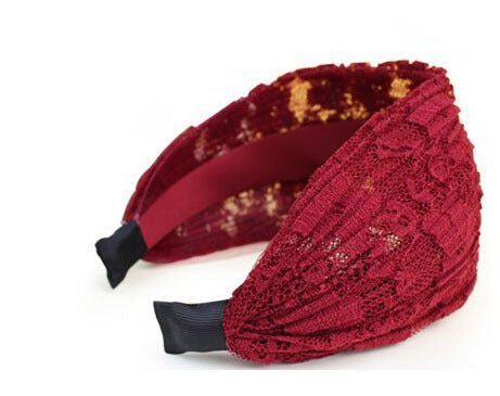 Stretchy Wide Lace Hairbands Turban Embroidery Headband Accessories WAAMII color4  