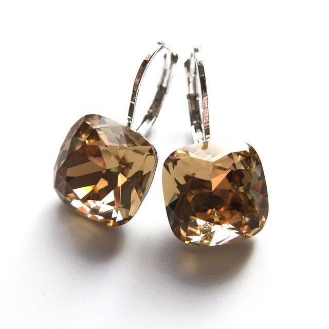 Stunning Rectangle Crystal Earrings Jewelry WAAMII Gold  