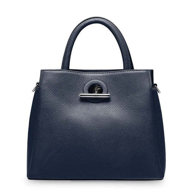Stylish Genuine Leather Fashion Tote Bag - Dark Blue - Luxury bags by WAAMII