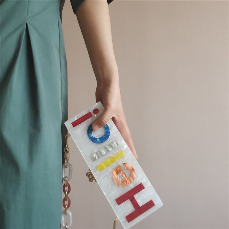 Stylish Letter Acrylic Clutch Bag bags WAAMII   
