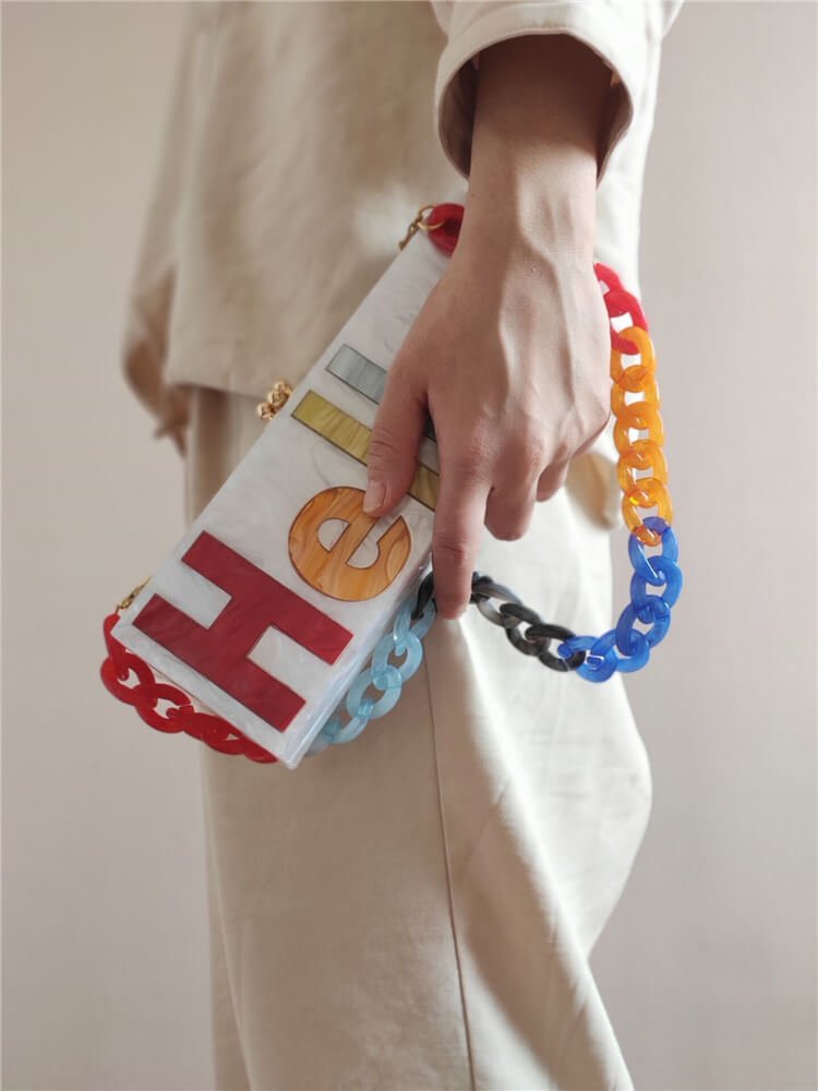 Stylish Letter Acrylic Clutch Bag bags WAAMII With Chain No.2  