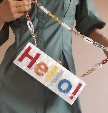 Stylish Letter Acrylic Clutch Bag - - Luxury bags by WAAMII