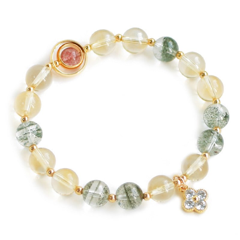 Stylish Mix Natural Crystal Stones Clover Charm Bracelet Jewelry WAAMII   