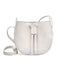 Stylish Soft Leather Half Circle Mini Bucket Tassel Crossbody bags WAAMII White  