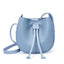 Mini sac à bandoulière élégant en cuir souple avec pompon et demi-cercle