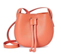 Stylish Soft Leather Half Circle Mini Bucket Tassel Crossbody - orange - Luxury bags by WAAMII