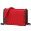 Top Grain Cow Leather Rivets Crossbody Bag with Leather Mix Metal Chain bags WAAMII Red  