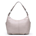 Top Grain Genuine Leather Multi-pockets Dumpling Shaped Hobo Satchel - Gray - Luxury bags by WAAMII
