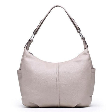 Top Grain Genuine Leather Multi-pockets Dumpling Shaped Hobo Satchel - Gray - Luxury bags by WAAMII