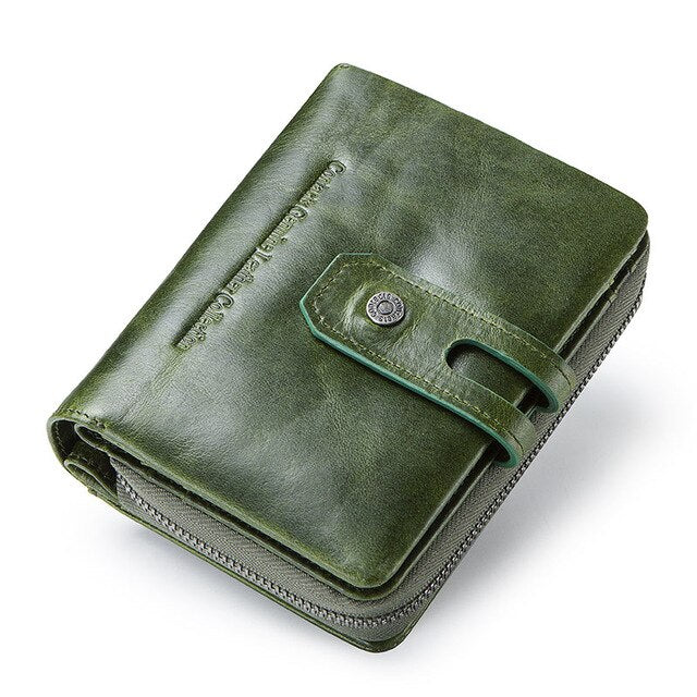 Top Grain Glossy Genuine Leather Wallet Purse With Clasp bags WAAMII Green China 