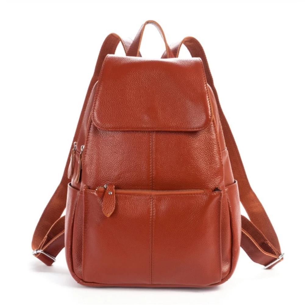 Top Grain Litchi Pattern Genuine Leather Cute Women's Backpack bags WAAMII   