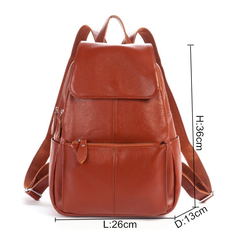 Top Grain Litchi Pattern Genuine Leather Cute Women's Backpack bags WAAMII   