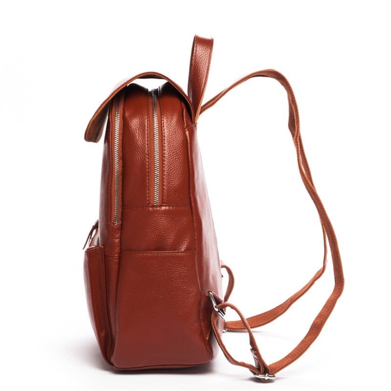 Top Grain Litchi Pattern Genuine Leather Cute Women's Backpack - - Luxury bags by WAAMII