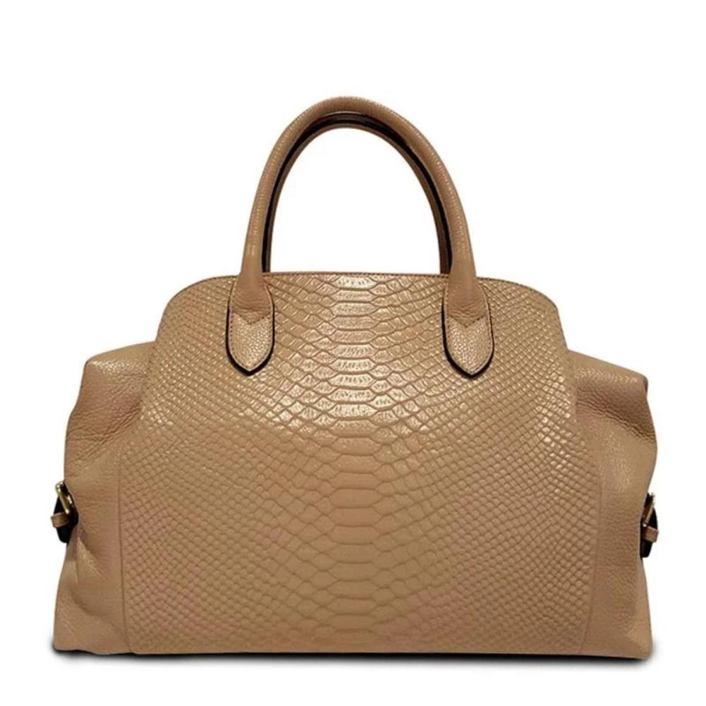 Top Grain Serpentine Pattern Leather Handbag Boston Satchel bags WAAMII   