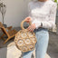 Top Handle Circular Weaving Hollow Straw Bag Beach Bag bags WAAMII   