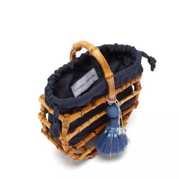 Top Handle Half Moon Bamboo Tassel Tote - - Luxury bags by WAAMII