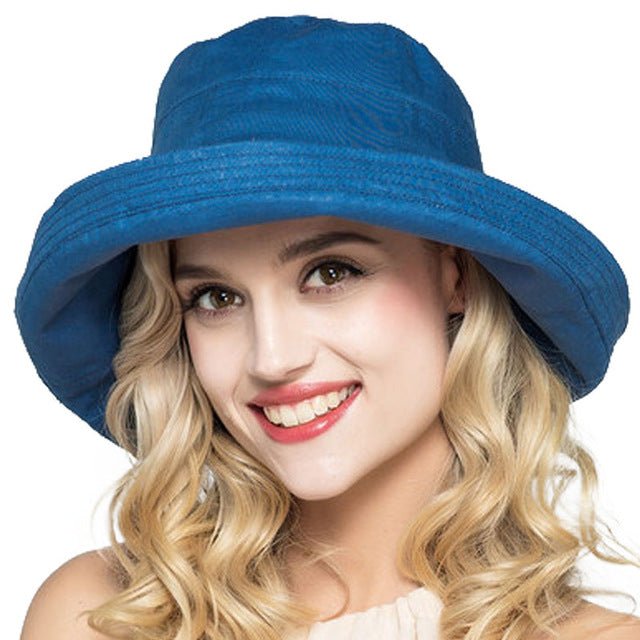 UV-proof Hat Casual Linen Cotton Butterfly Knot Wide Brim Packable Sun Hat Accessories WAAMII   