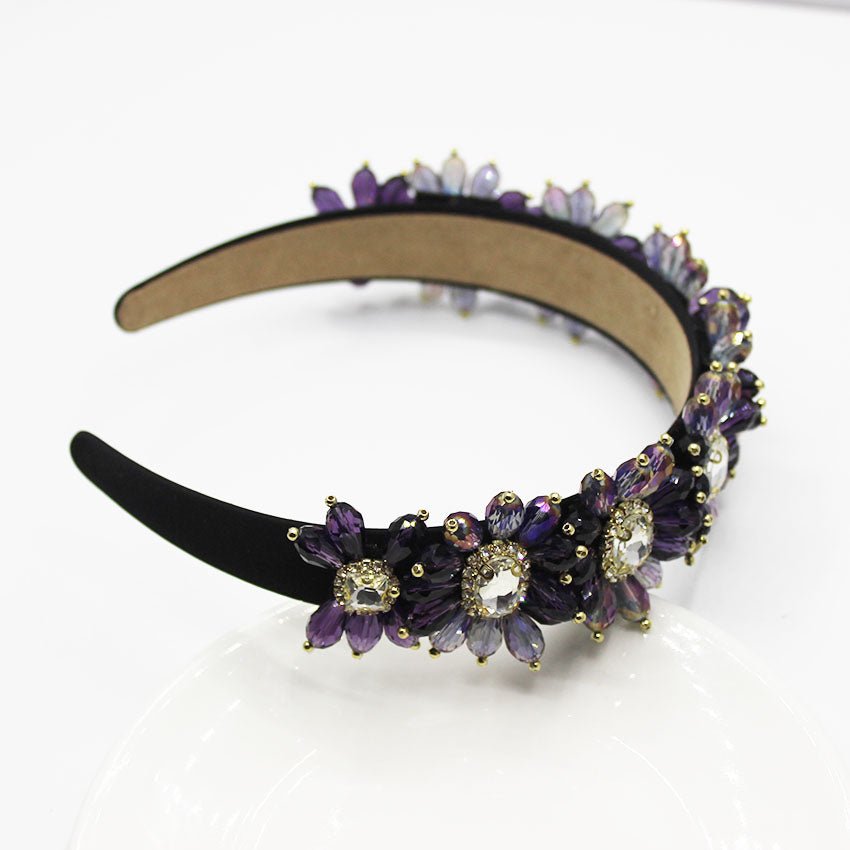 Velvet Stars Snowflake Vintage Jeweled Headband WH305 Accessories WAAMII   