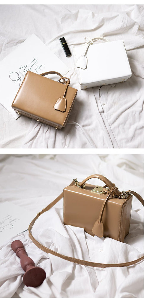 Vintaga Genuine Leather Box Tote - - Luxury bags by WAAMII