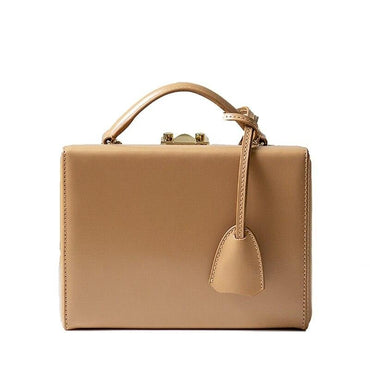 Vintaga Genuine Leather Box Tote - Light Brown - Luxury bags by WAAMII